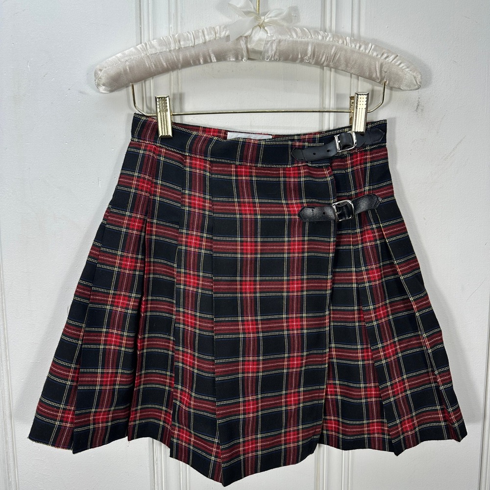 Vintage 90s Contempo Casuals Plaid Mini Skirt Womens 5 Red Black Excellent Kilt